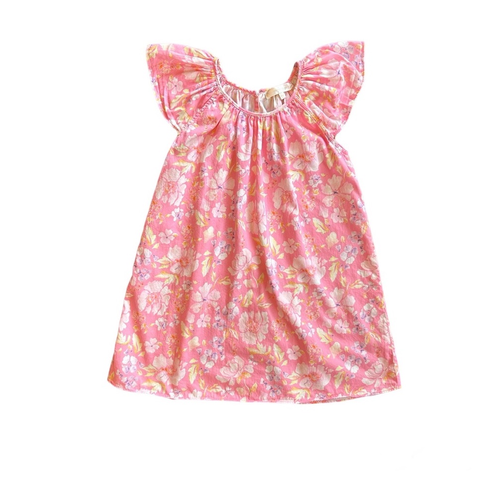Loveshackfancy pink floral print Lou button back dress size 8-9Y